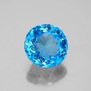 Topaze bleue naturelle coupe roude, 3,78 ct, VS-SI