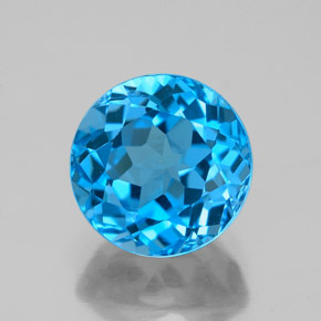 Topaze bleue naturelle coupe roude, 4,08 ct, VS
