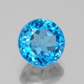 Topaze bleue naturelle coupe roude, 4,08 ct, VS