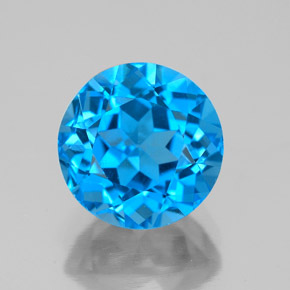 Topaze bleue naturelle coupe roude, 4,00 ct, VS
