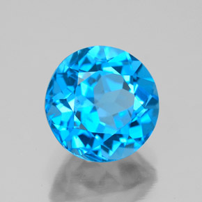 Topaze bleue naturelle coupe roude, 4,00 ct, VS