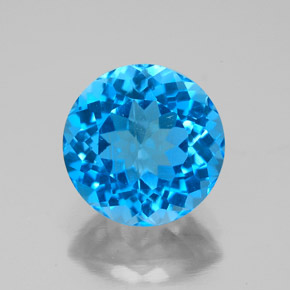 Topaze bleue naturelle coupe roude, 3,37 ct, VS