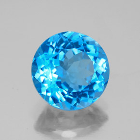 Topaze bleue naturelle coupe roude, 3,37 ct, VS
