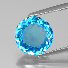 Topaze bleue naturelle coupe roude, 2,89 ct, SI