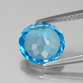 Topaze bleue naturelle coupe roude, 2,89 ct, SI