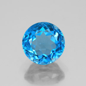 Topaze bleue naturelle coupe roude, 3,48 ct, VS