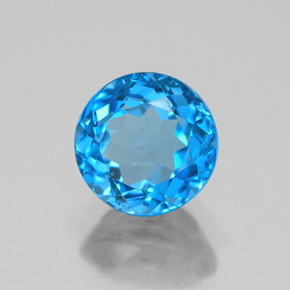 Topaze bleue naturelle coupe roude, 3,48 ct, VS