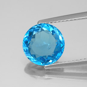 Topaze bleue naturelle coupe roude, 3,09 ct, SI