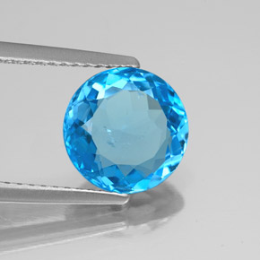 Topaze bleue naturelle coupe roude, 3,09 ct, SI