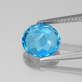 Topaze bleue naturelle coupe roude, 3,09 ct, SI