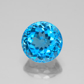 Topaze bleue naturelle coupe roude, 3,80 ct, VVS