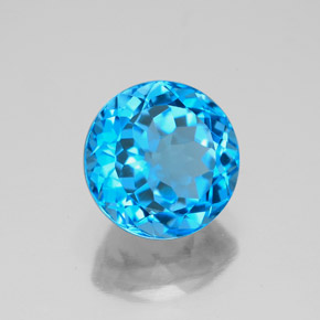 Topaze bleue naturelle coupe roude, 3,80 ct, VVS