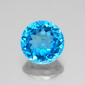 Topaze bleue naturelle coupe roude, 3,51 ct, VS