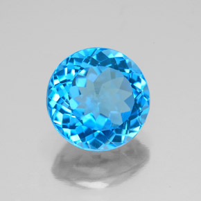 Topaze bleue naturelle coupe roude, 3,51 ct, VS