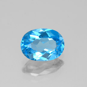 Topaze bleue naturelle coupe ovale, 1,40 ct, VVS-VS
