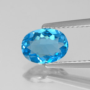 Topaze bleue naturelle coupe ovale, 1,40 ct, VVS-VS