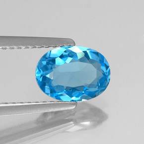 Topaze bleue naturelle coupe ovale, 1,40 ct, VVS-VS