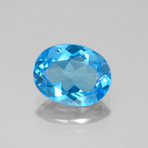 Topaze bleue naturelle coupe ovale, 1,86 ct, VVS-VS