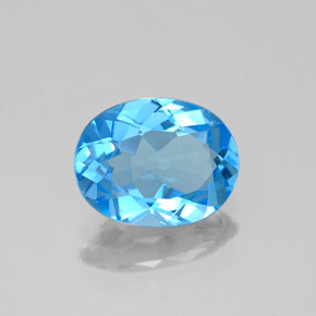 Topaze bleue naturelle coupe ovale, 1,86 ct, VVS-VS