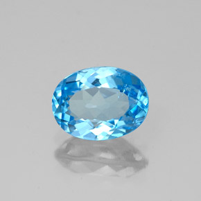Topaze bleue naturelle coupe ovale, 1,62 ct, VS