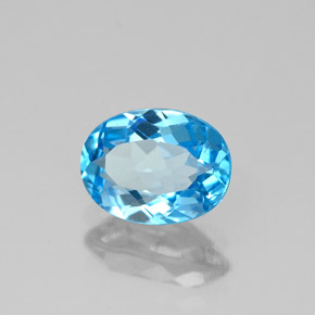 Topaze bleue naturelle coupe ovale, 1,62 ct, VS