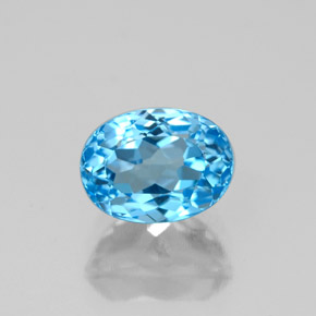 Topaze bleue naturelle coupe ovale, 2,18 ct, VVS