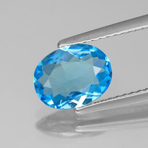 Topaze bleue naturelle coupe ovale, 1,64 ct, VS