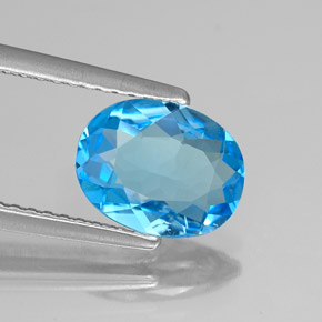 Topaze bleue naturelle coupe ovale, 1,64 ct, VS