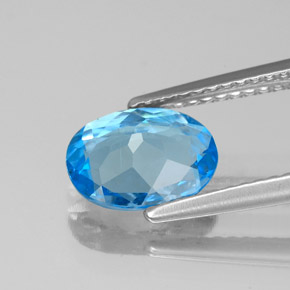Topaze bleue naturelle coupe ovale, 1,64 ct, VS