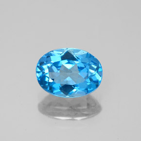 Topaze bleue naturelle coupe ovale, 1,52 ct, VVS-VS
