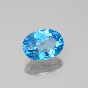 Topaze bleue naturelle coupe ovale, 1,52 ct, VVS-VS