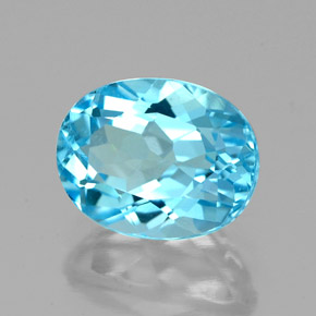 Topaze bleue naturelle coupe ovale, 2,80 ct, VVS-VS