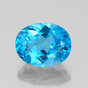 Topaze bleue naturelle coupe ovale, 2,50 ct, VVS-VS