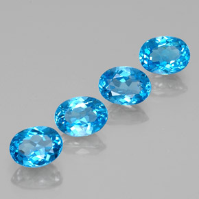 Topaze bleue naturelle coupe ovale, 6,29 ct, VVS-VS