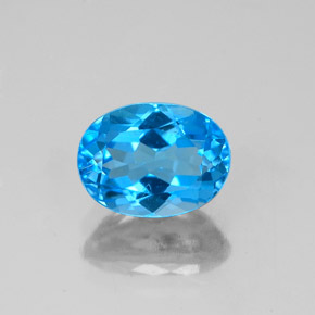 Topaze bleue naturelle coupe ovale, 1,78 ct, VS-SI