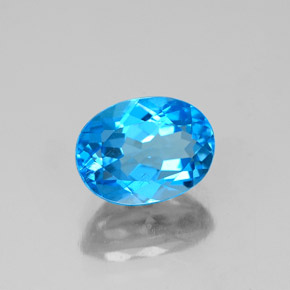Topaze bleue naturelle coupe ovale, 1,78 ct, VS-SI