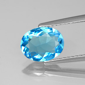 Topaze bleue naturelle coupe ovale, 1,84 ct, VS-SI