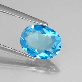 Topaze bleue naturelle coupe ovale, 1,84 ct, VS-SI
