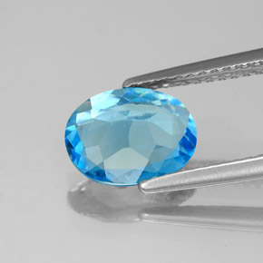 Topaze bleue naturelle coupe ovale, 1,84 ct, VS-SI