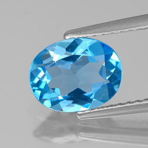 Topaze bleu suisse naturelle coupe ovale, 1,85 ct, VS