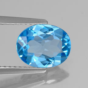 Topaze bleu suisse naturelle coupe ovale, 1,85 ct, VS