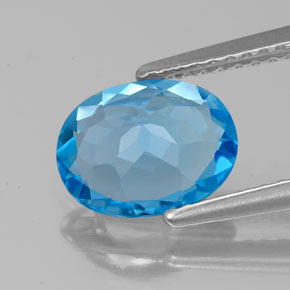 Topaze bleu suisse naturelle coupe ovale, 1,85 ct, VS