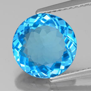 Topaze bleue naturelle coupe roude, 3,90 ct, VS