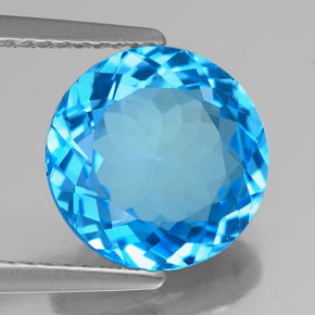 Topaze bleue naturelle coupe roude, 3,90 ct, VS