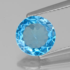 Topaze bleue naturelle coupe roude, 1,77 ct, SI