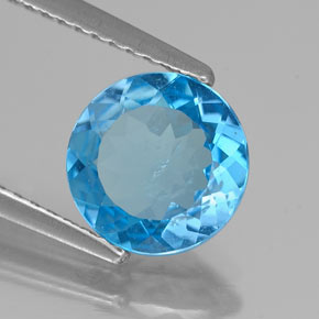 Topaze bleue naturelle coupe roude, 1,77 ct, SI