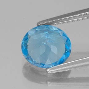 Topaze bleue naturelle coupe roude, 1,77 ct, SI
