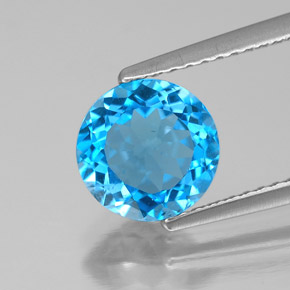Topaze bleue naturelle coupe roude, 2,06 ct, VS