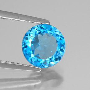 Topaze bleue naturelle coupe roude, 2,06 ct, VS