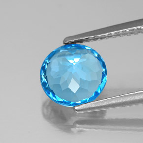 Topaze bleue naturelle coupe roude, 2,06 ct, VS